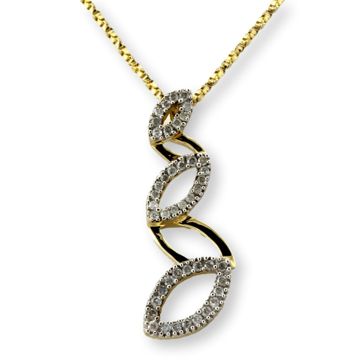 14K Gold 0.38ctw Diamond Elliptical Pendant & Chain