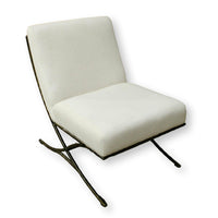 Armless Linen Accent Chair with Bronze Frame