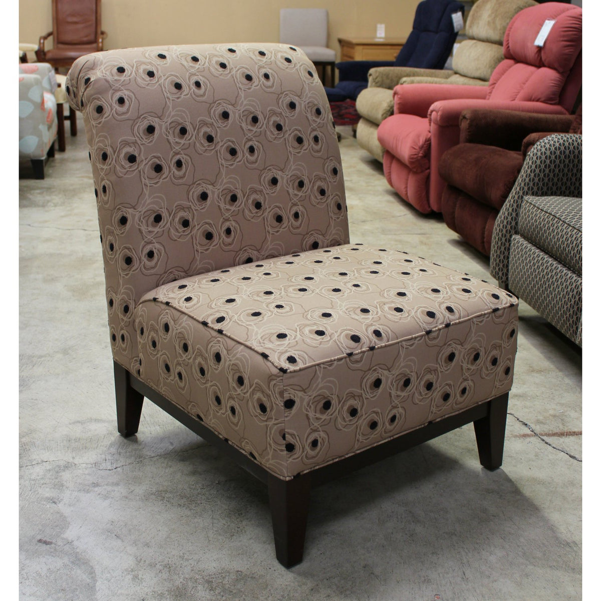Beige Floral  Slipper Chair