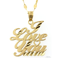 14K Yellow Gold Italian "I Love You" Script Pendant Necklace