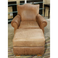 Brown Leather Club Chair & Ottoman