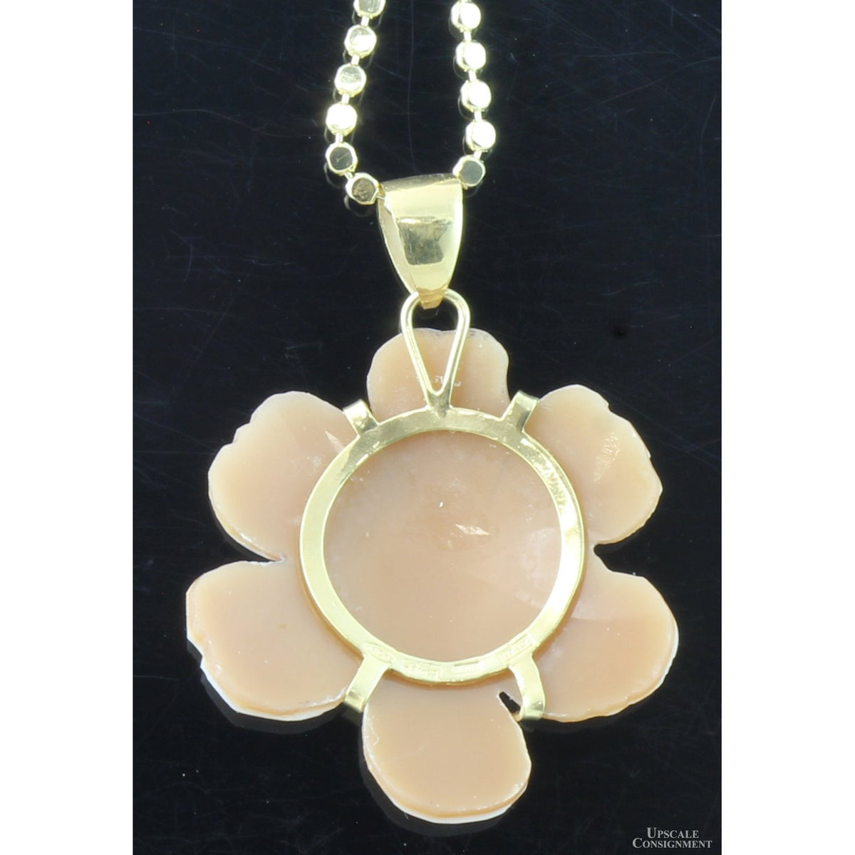 Italian Hand-Carved Shell Flower Cameo Pendant by D. Luca
