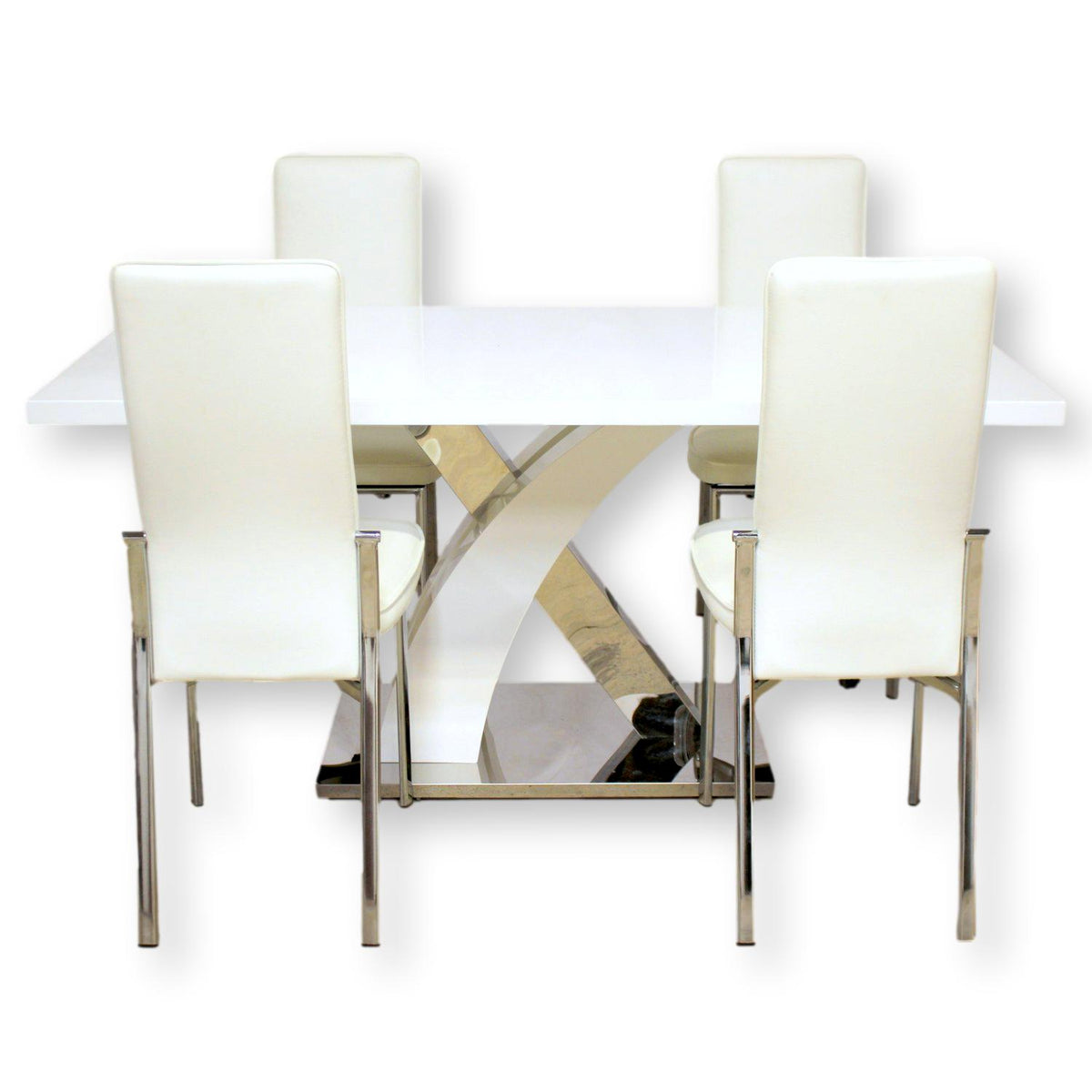 Dania Modern White Dining Table w/4 Chairs