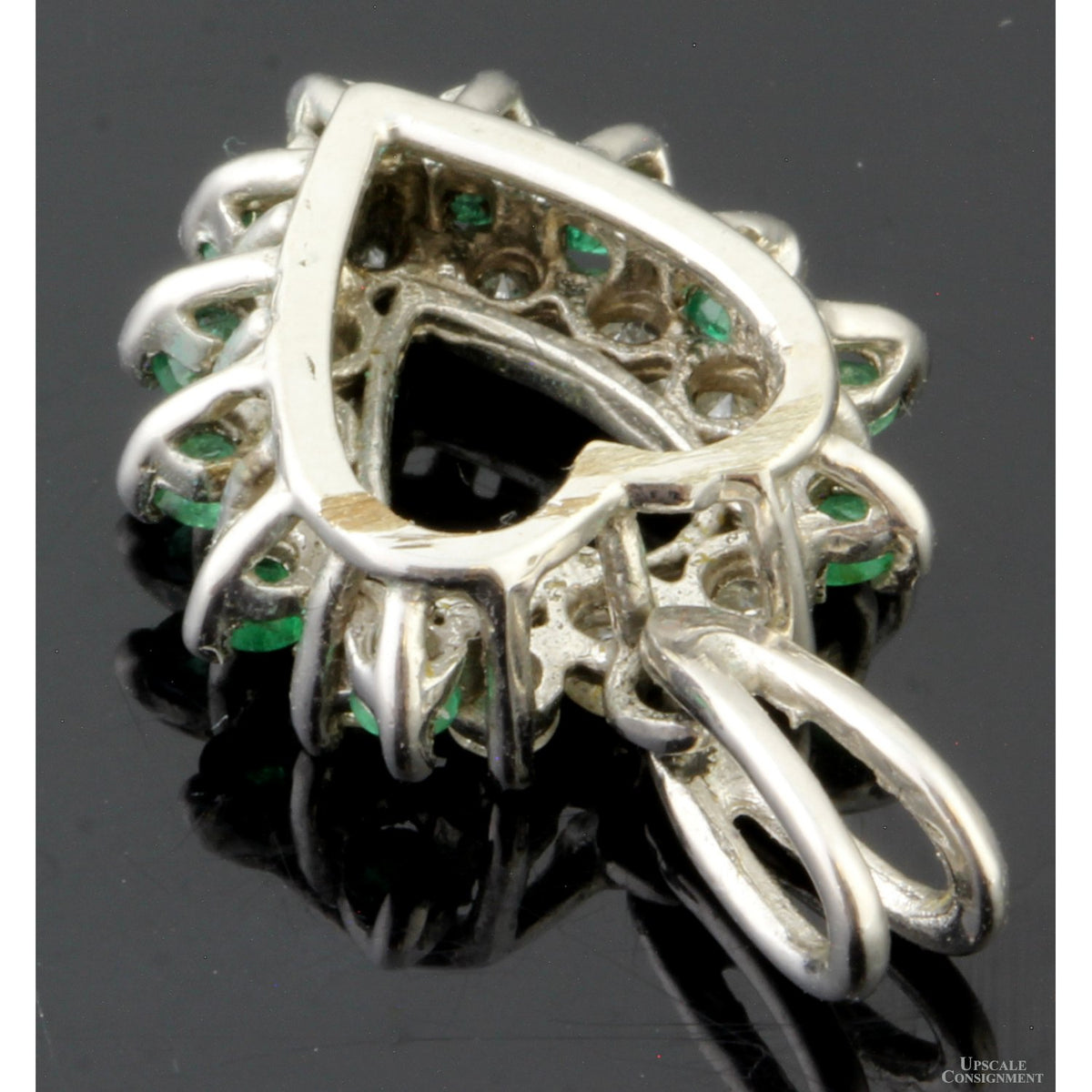 .5ctw Diamond .33ctw Emerald 14K Gold Open Heart Pendant