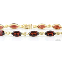 15ctw Red Almandine Garnet 10K Yellow Gold Link Bracelet