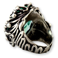 Mint Green Uranium Glass Ring – Faceted UV-Reactive Stone in Sculptural Sterling Silver