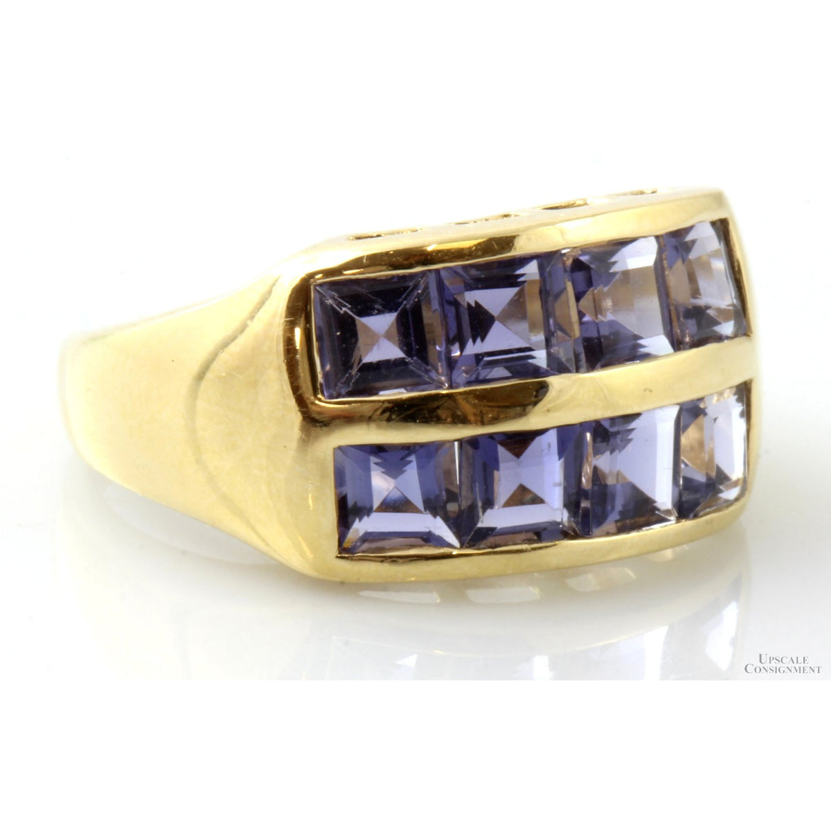 2.16ctw Iolite Gemstone 14K Yellow Gold Two-Row Band