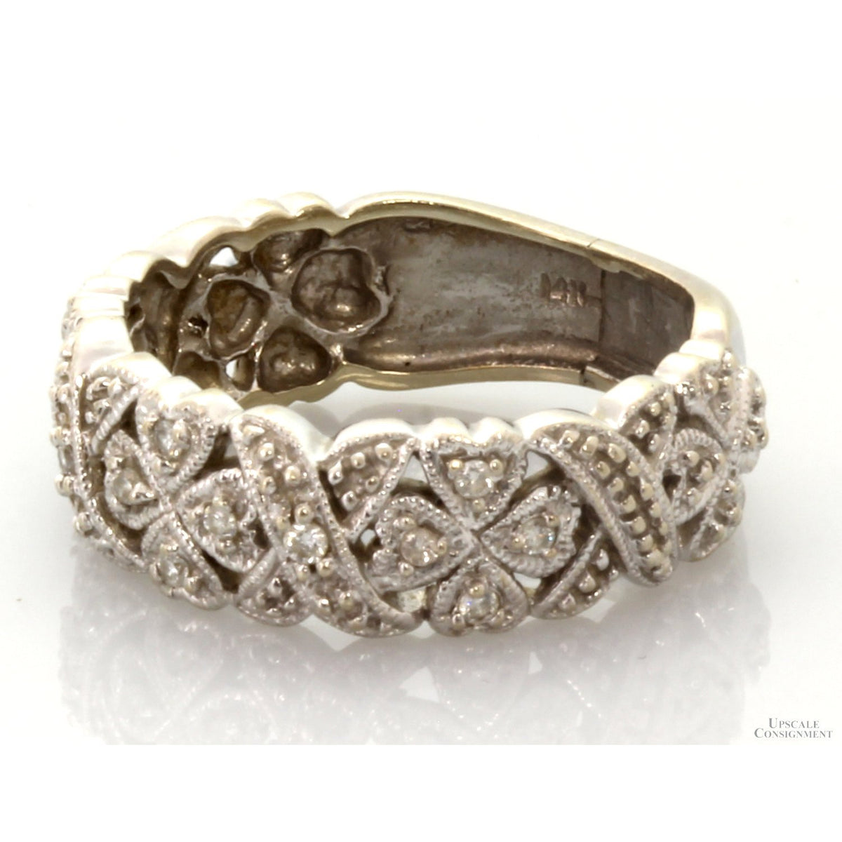 14K White Gold Celtic-Inspired Shamrock Diamond Ring