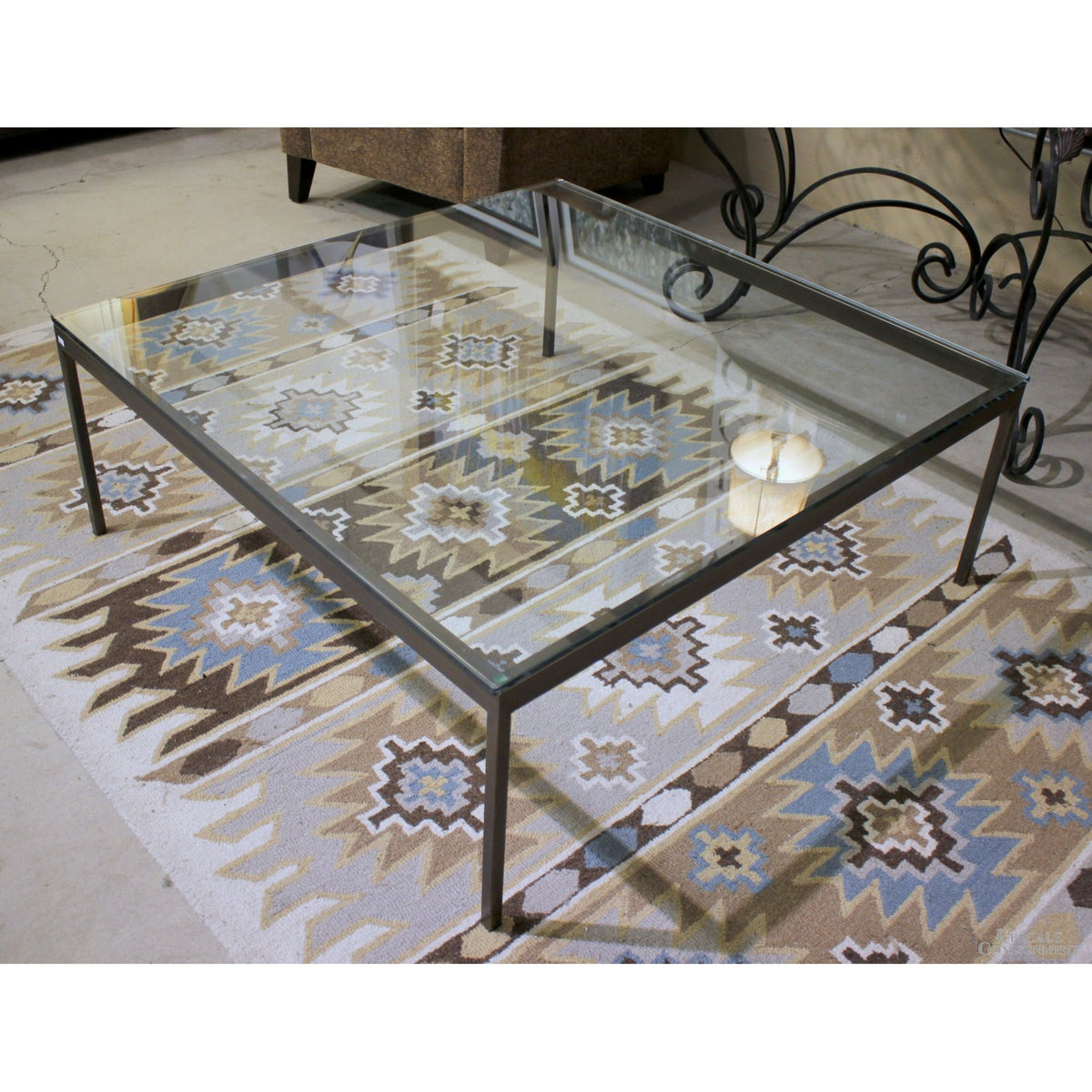 Glass & Metal Square Coffee Table