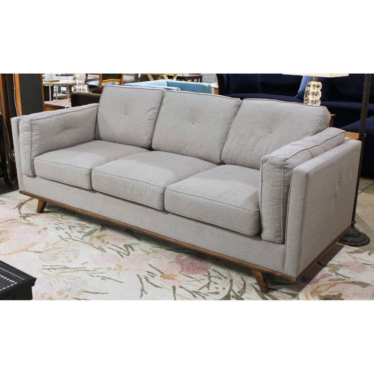 Gray Button Tufted Sofa