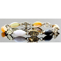 Multicolor Marquise-Shape Jade 14K Gold Good Fortune Bracelet