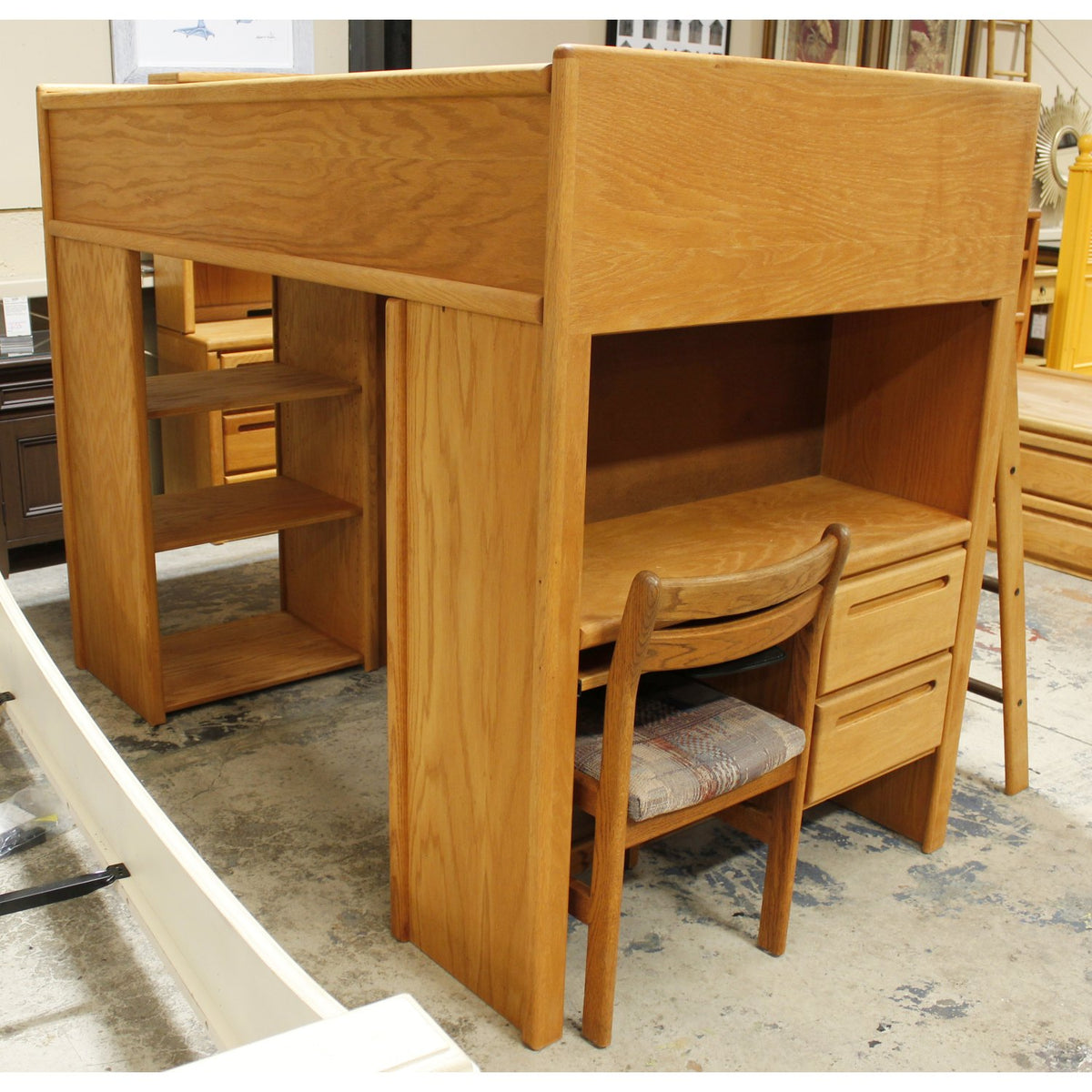 Oak Loft Bunk Bed w/Desk & Chair