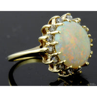 14K 1.36ct Australian Opal & .41ctw Diamond Halo Ring
