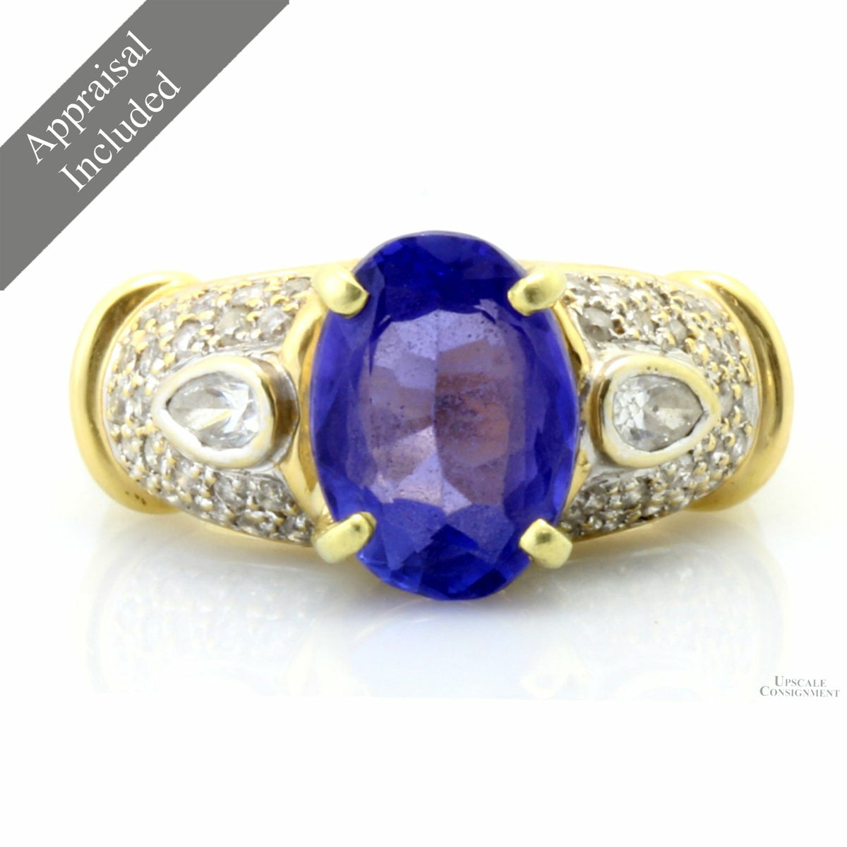 18K Gold 3.50 Carat Tanzanite & .90ctw Diamond Ring