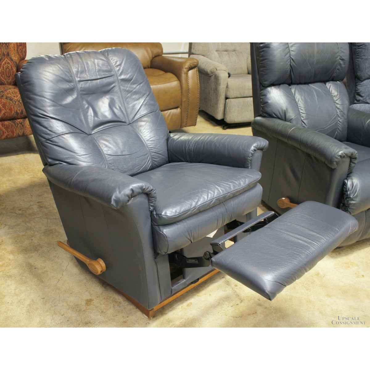 La-Z-Boy Blue Leather Rocking Recliner