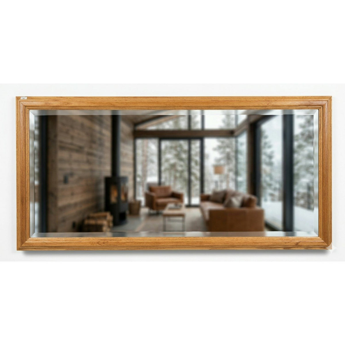 Oak Beveled Wall Mirror