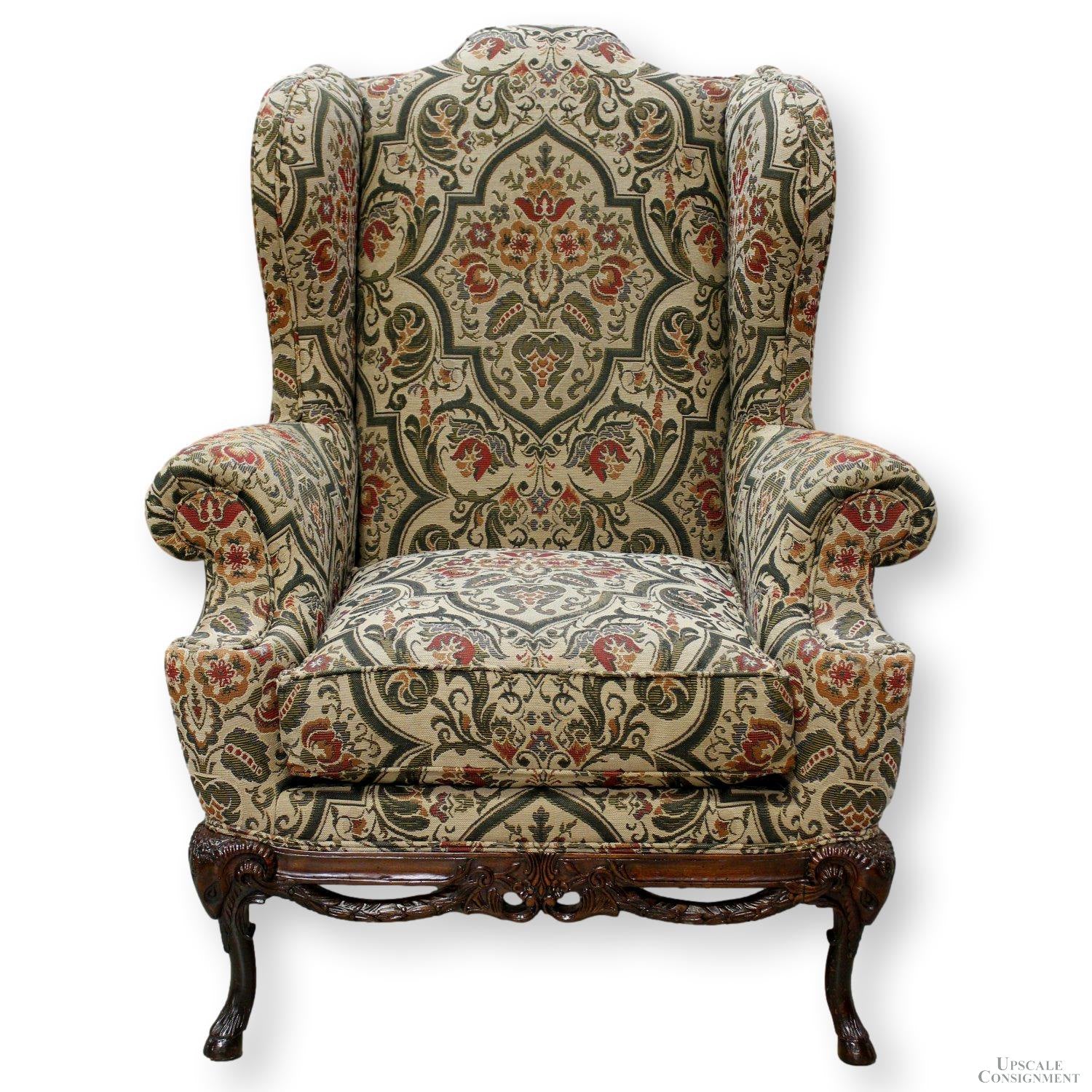 GMFK454○HENREDON / ヘンレドン UPHOLSTERY COLL Henredon Tapestry Wingback Chair – Upscale Consignment