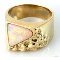 2ct Australian Crystal Opal 14K Gold Men's Signet Nugget Ring