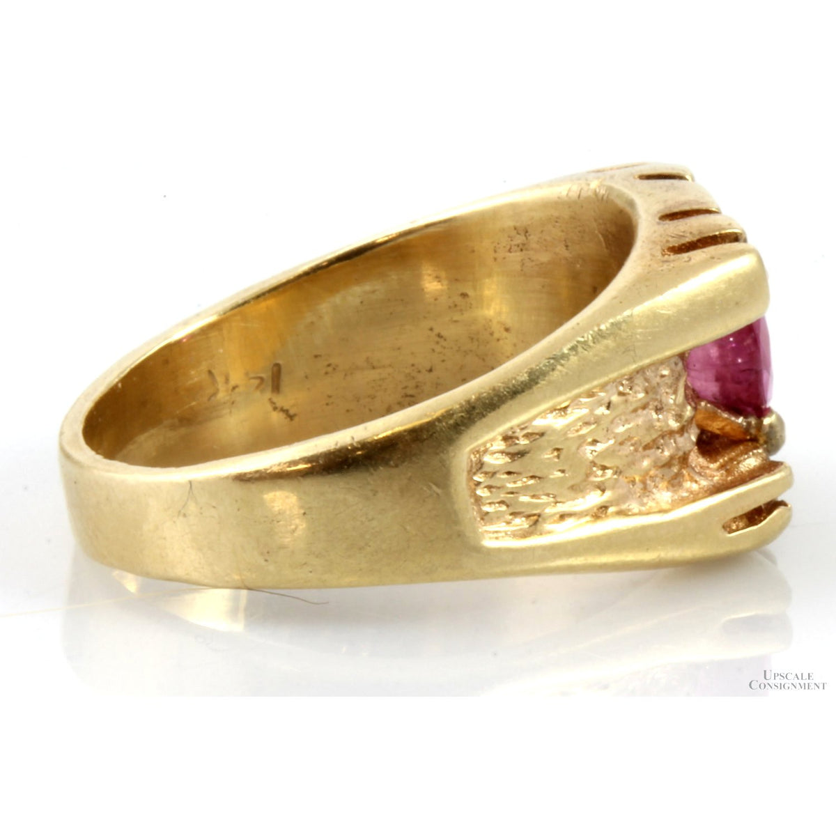 1.09ct Oval Lab-Created Ruby 14K Gold Men's Ring