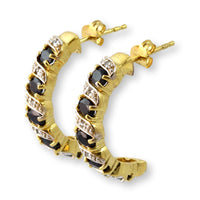 2.95ctw Sapphire Diamond 18K Gold Vermeil Earrings