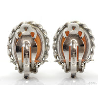 Shell Cameo Clip Earrings 12K White Gold Filled Mountings