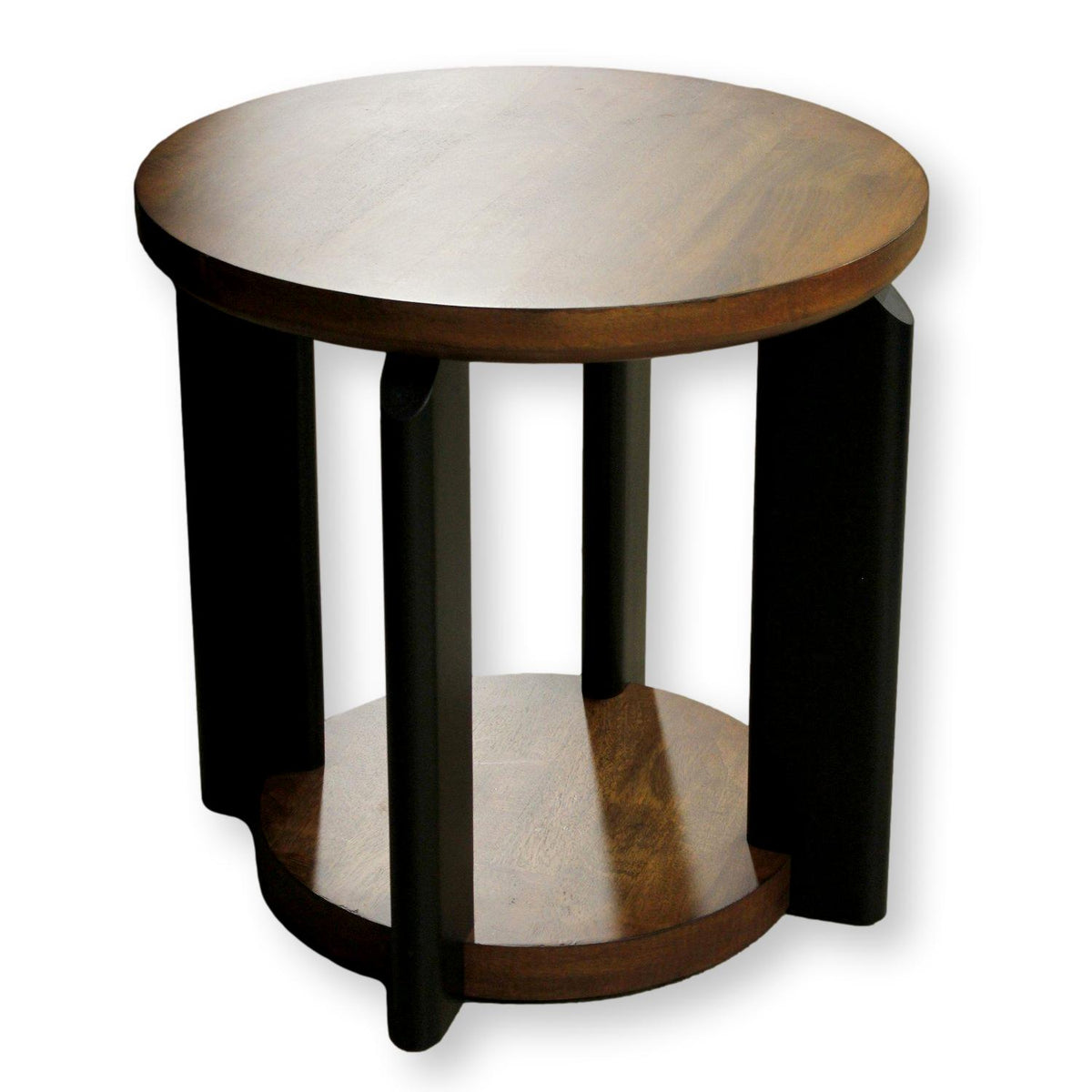Ashley Round End Table w/Black Pillars
