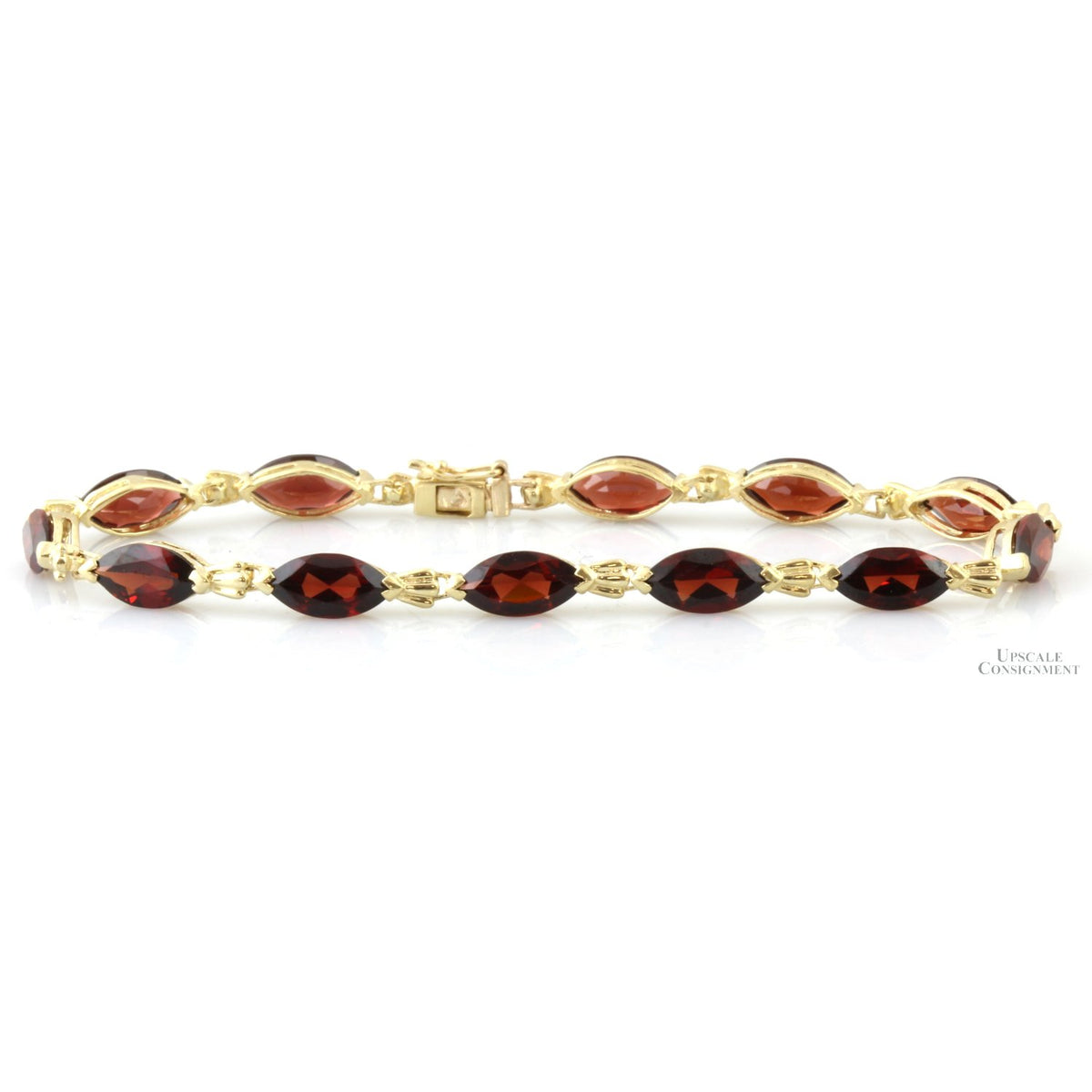 15ctw Red Almandine Garnet 10K Yellow Gold Link Bracelet