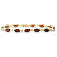 15ctw Red Almandine Garnet 10K Yellow Gold Link Bracelet