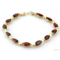 15ctw Red Almandine Garnet 10K Yellow Gold Link Bracelet