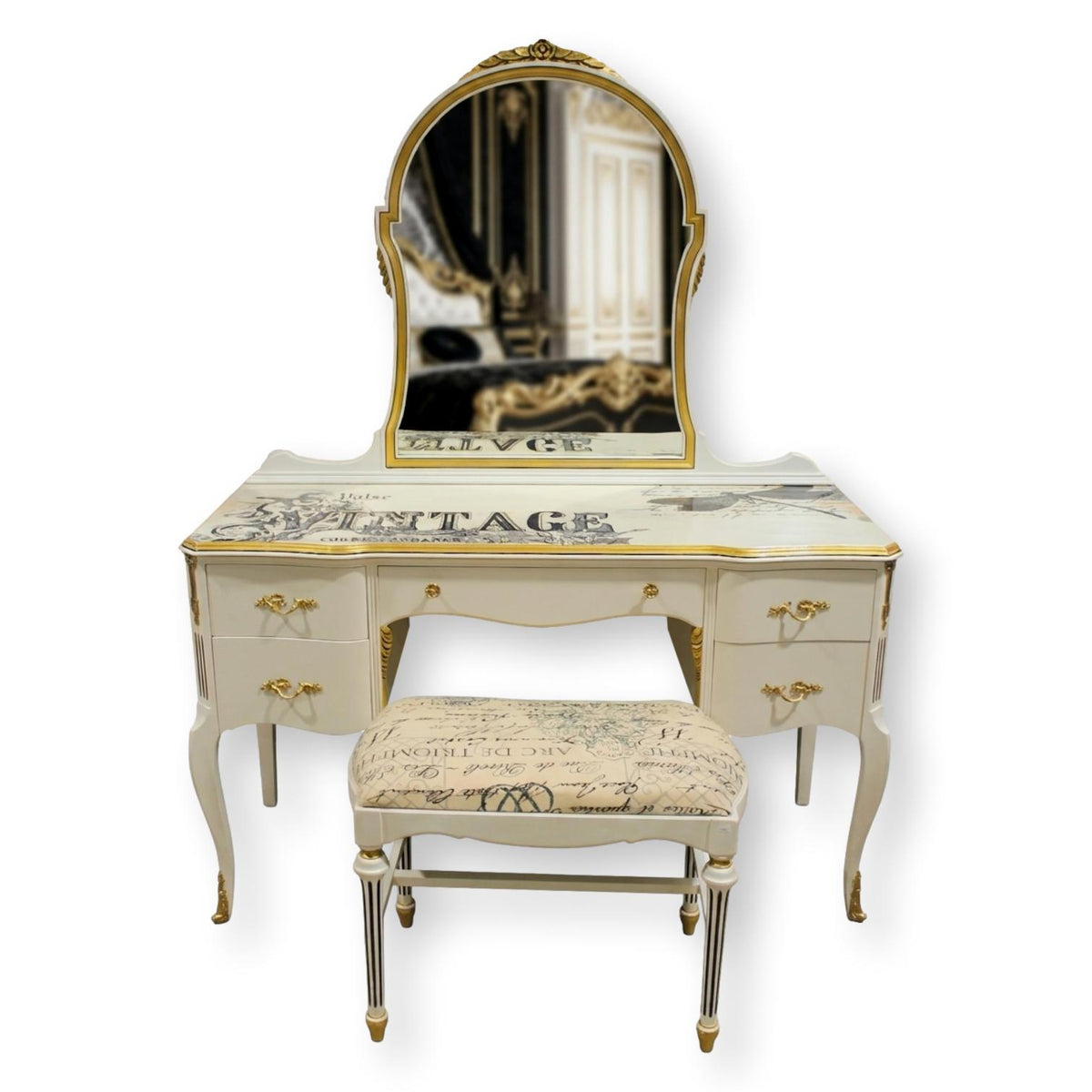 French Motif Vanity w/Stool
