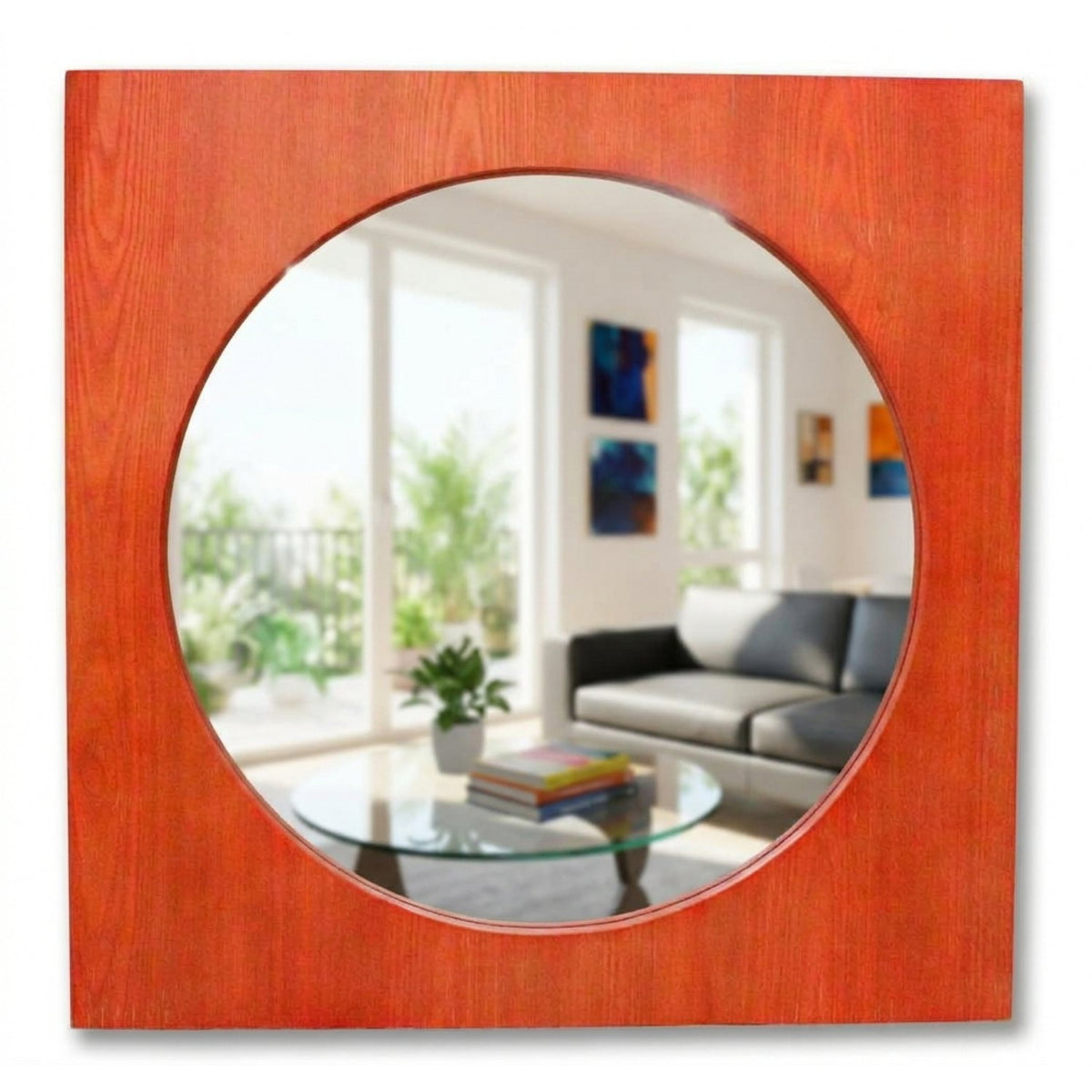 MCM Round in Square Wall Mirror