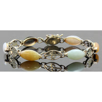 Multicolor Marquise-Shape Jade 14K Gold Good Fortune Bracelet