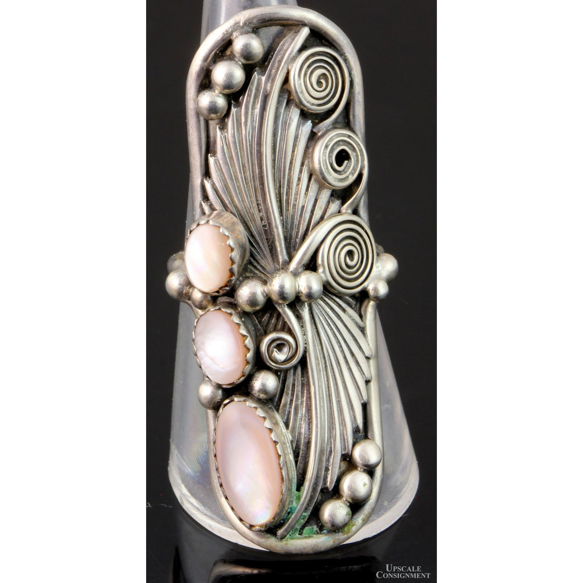 Sterling Silver Dragonfly Mother of Pearl Ring by Navajo Jeff Largo