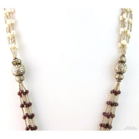 Multi-Strand Freshwater Pearl & Garnet Sterling Silver Necklace