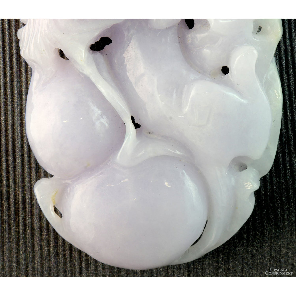 Natural Lavender Jadeite Double-Sided Carved Pendant – 14K Gold