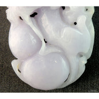Natural Lavender Jadeite Double-Sided Carved Pendant – 14K Gold