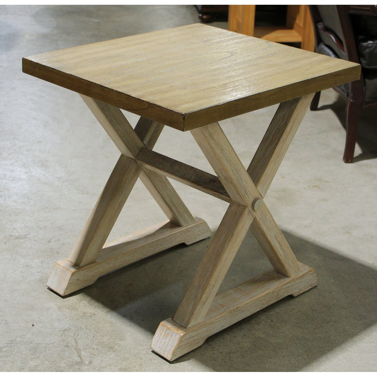 Graywash "X" End Table