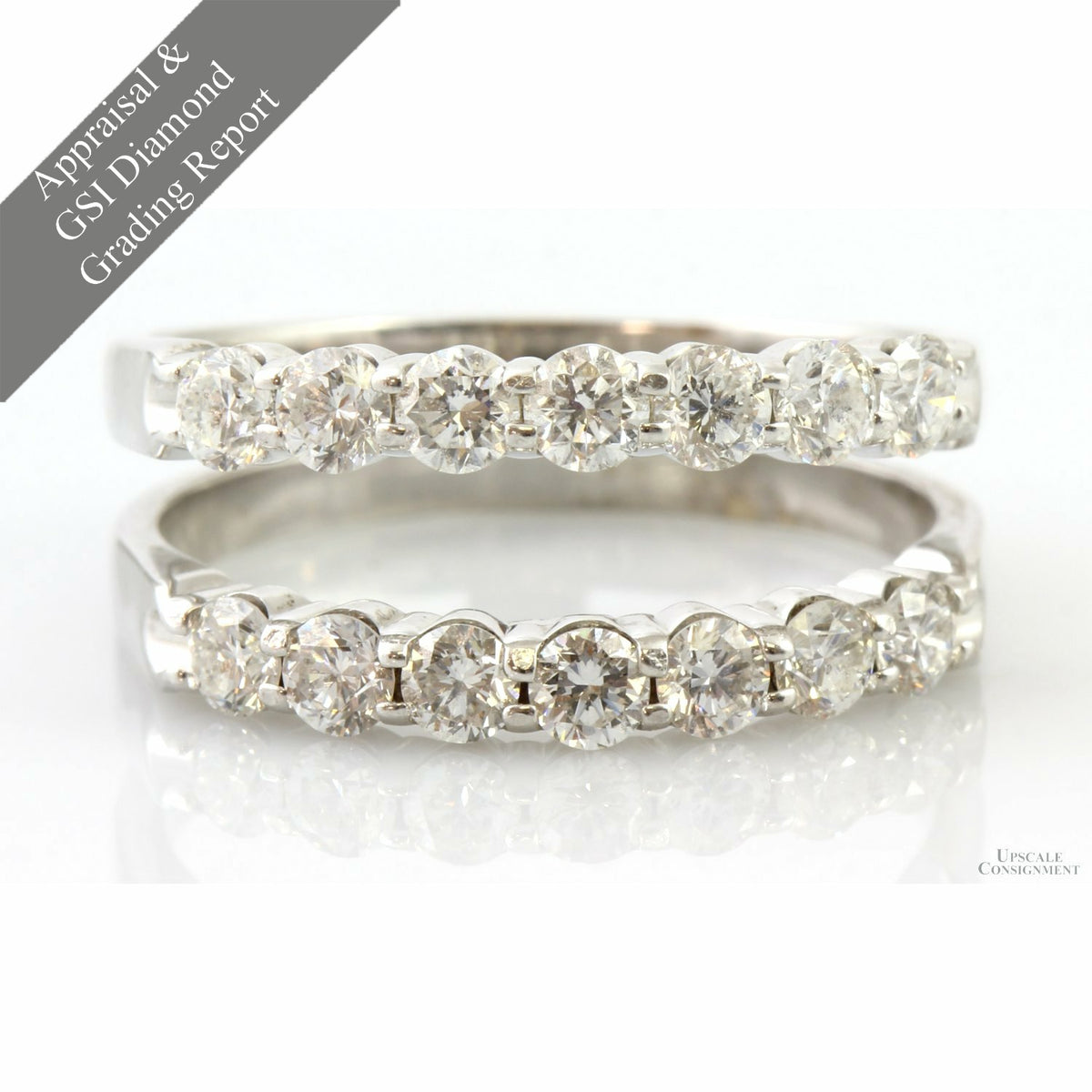 1.50ctw Diamond 14K White Gold Ring Guard - w/Grading Reports