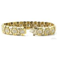 2.22ctw Diamond Cluster 14K Two-Tone Gold Bracelet