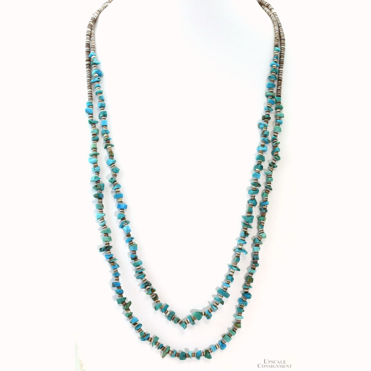 Vintage Santo Domingo Pueblo Turquoise & Shell Heishi Necklace