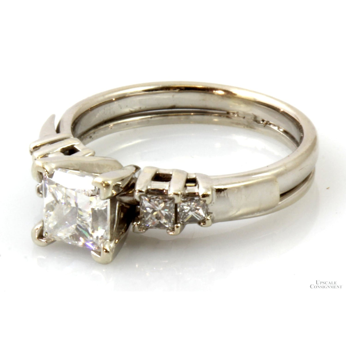 1.41ctw Princess Cut Diamond Wedding Set - 1.01ct Solitaire Diamond