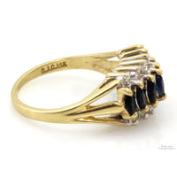 Vintage Natural Sapphire & Diamond 14K Yellow Gold Ring