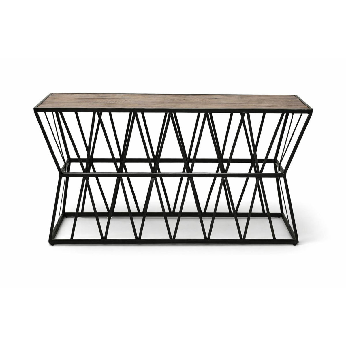 Hooker Furniture Rustic Plank & Metal Strap Console Table