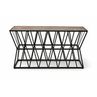 Hooker Furniture Rustic Plank & Metal Strap Console Table