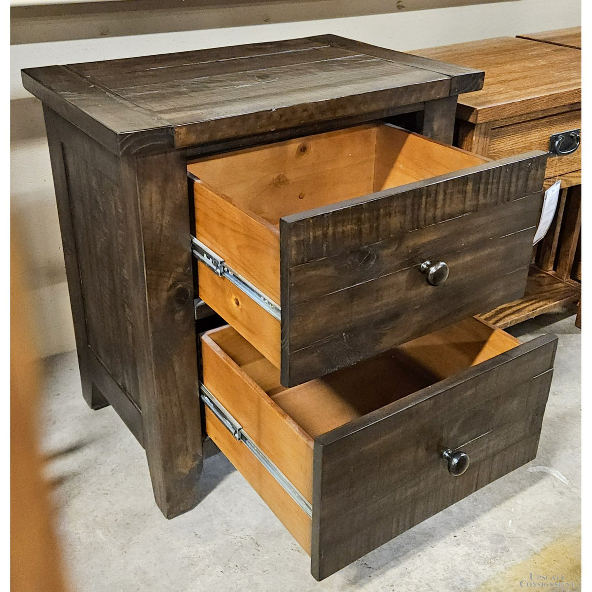 Rustic 2 Drawer Nightstand