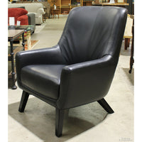 Black Leather Barrel Chair