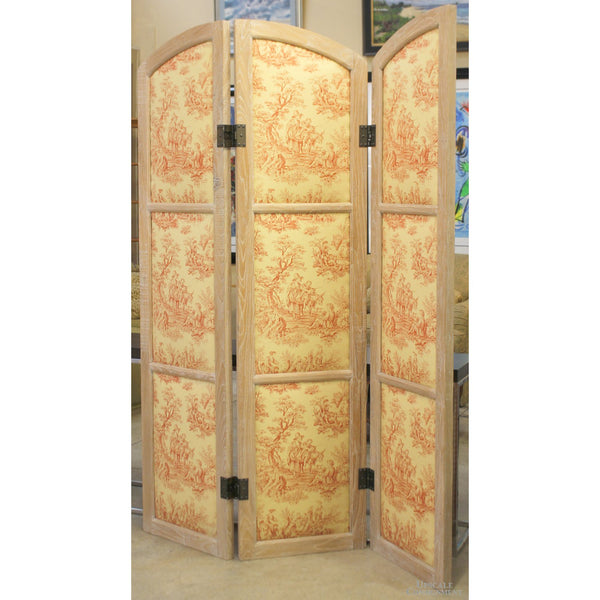 Toile & Plaid Room Divider