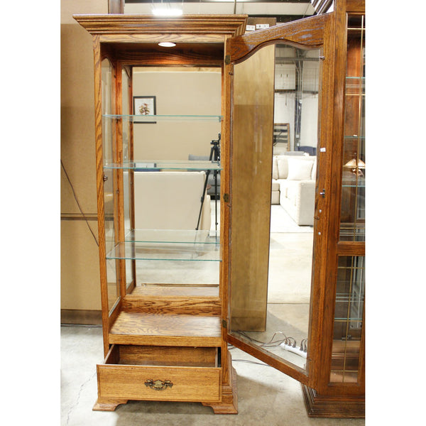 Walton Mfg. Oak Curio w/Drawer