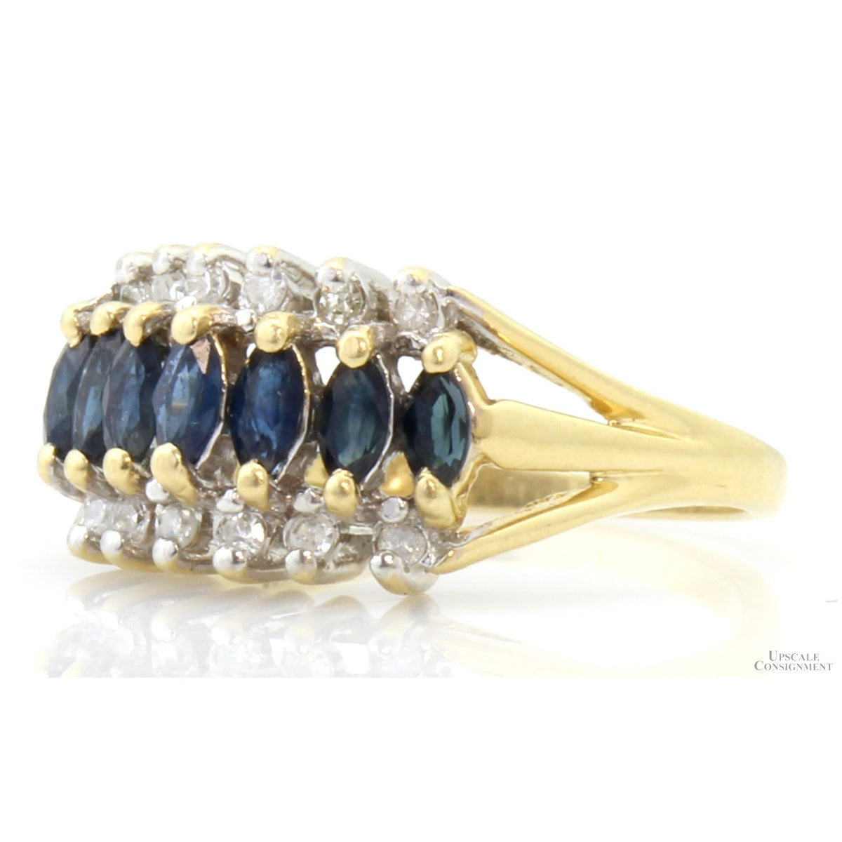 Vintage Natural Sapphire & Diamond 14K Yellow Gold Ring
