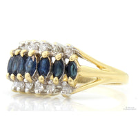 Vintage Natural Sapphire & Diamond 14K Yellow Gold Ring